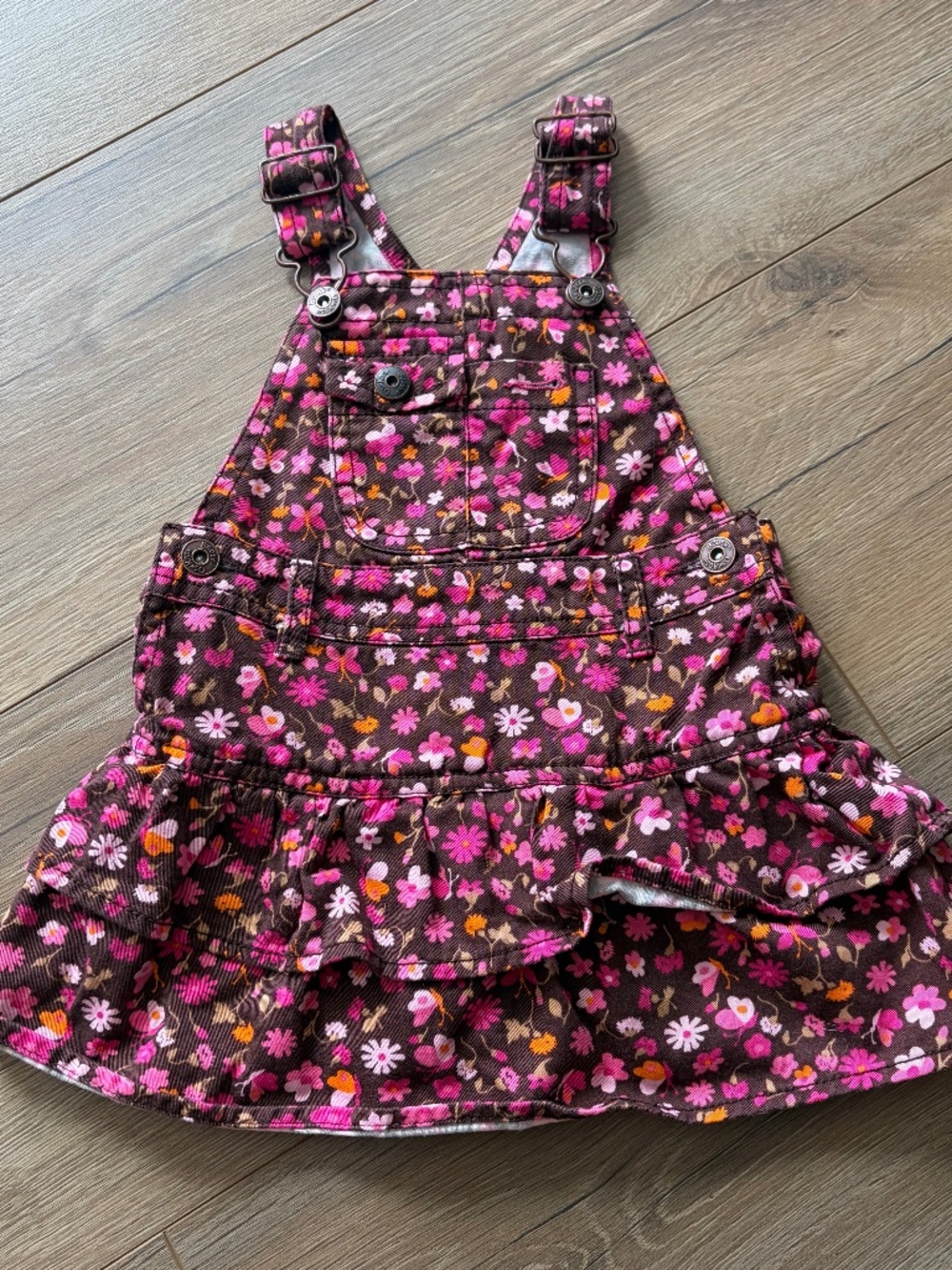 Vintage OshKosh Floral Overalls Dress size 18M